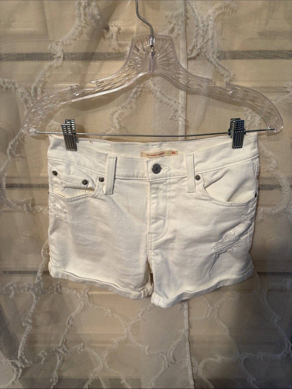 Levi's White Denim Short Shorts